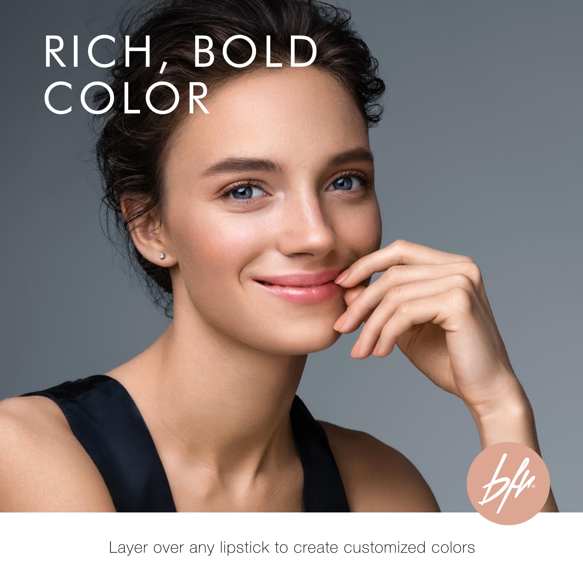 Beauty For Real Rebel applied on lips displaying glossy, non-sticky finish.