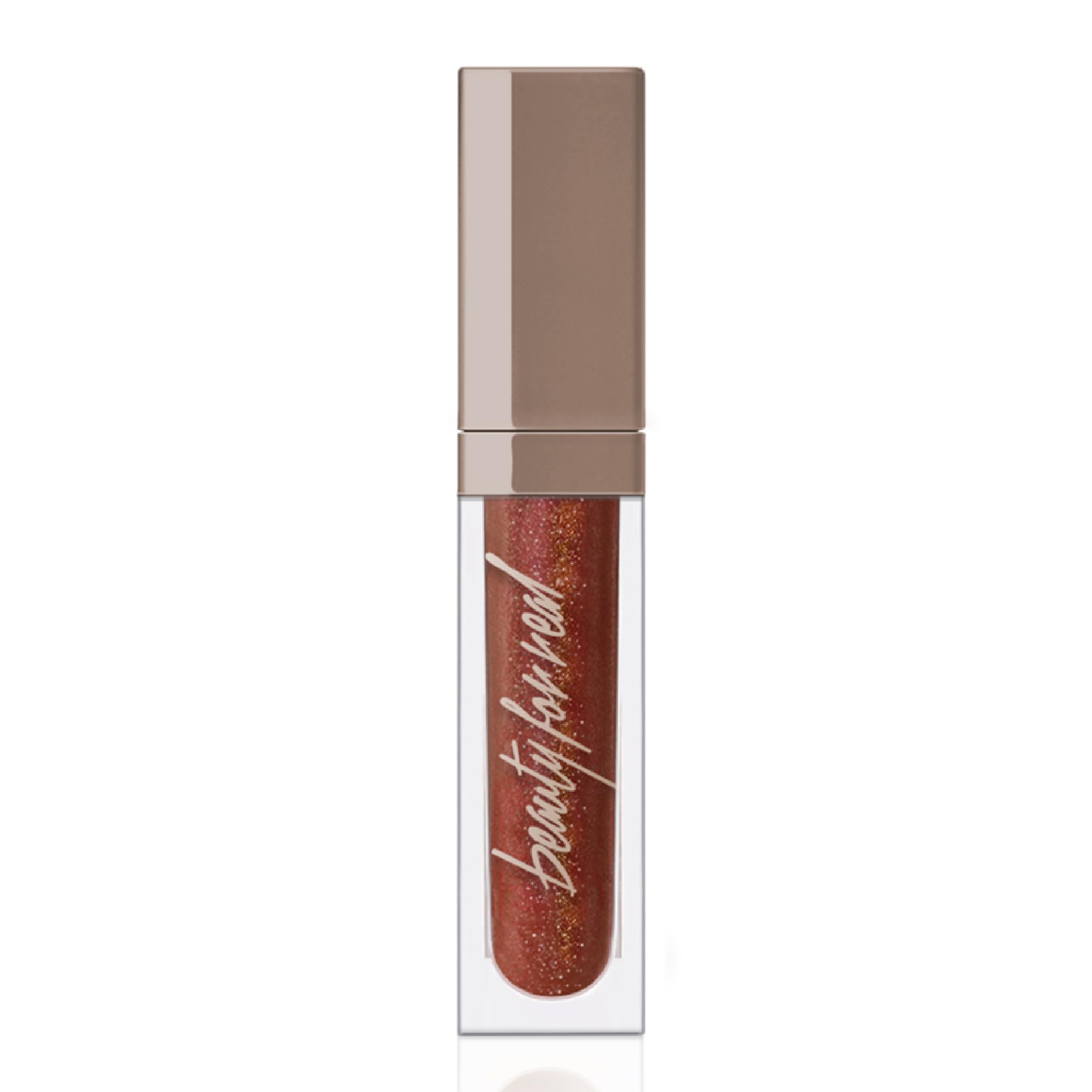 Beauty For Real Rebel Rebel lip gloss in deep maroon metallic for rich color and shine.
