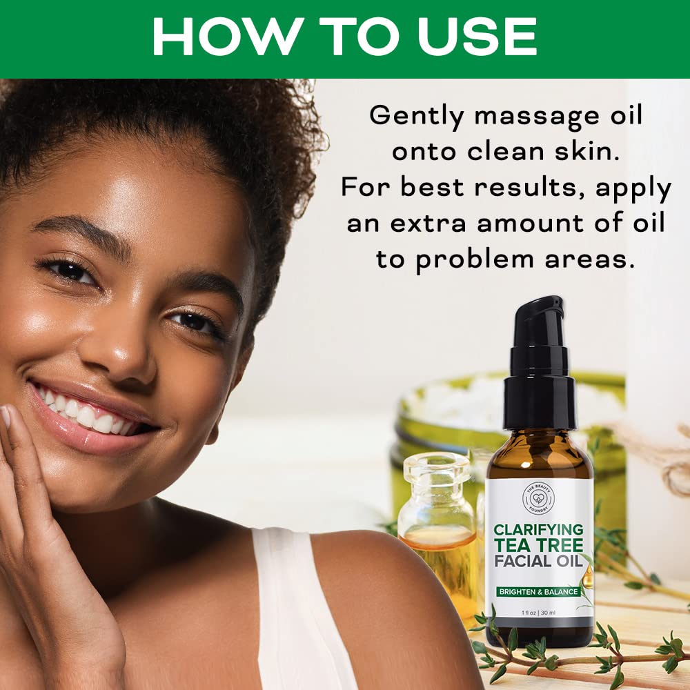 Dropper releasing Beauty Foundry Tea Tree Oil for targeted use.