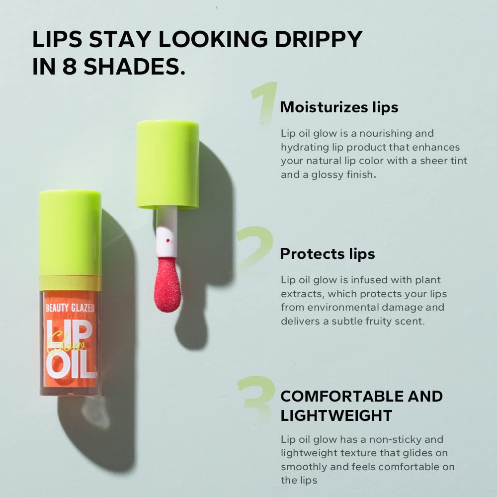 Beauty Glazed lip oil packaging with sleek bottle design.