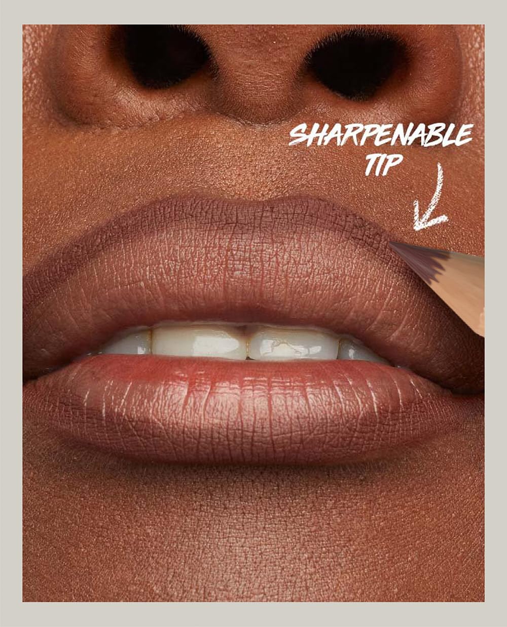 Beauty Glazed nude-brown lip liner set in use shows long-wear color that lasts.