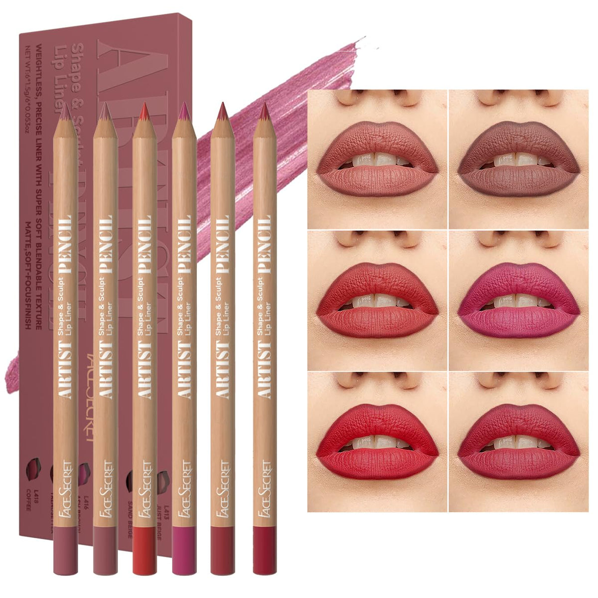 Beauty Glazed nude brown lip liner set packaging for on-the-go beauty routine