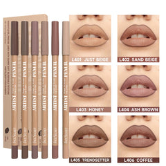 Beauty Glazed nude-brown lip liner set pencils closeup shows smooth texture and precise tips.