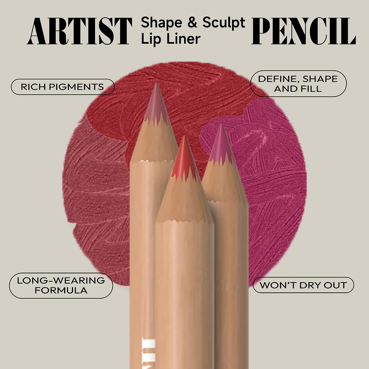 Beauty Glazed nude-brown lip liner set waterproof matte formula resists smudge and sweat.