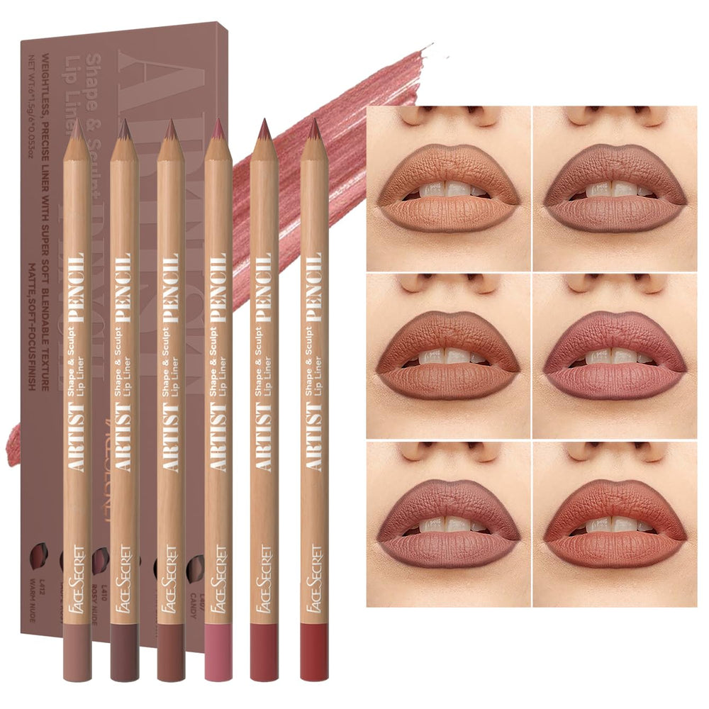 Beauty Glazed Nude Pink lip liner set packaging close-up with long-lasting matte finish.