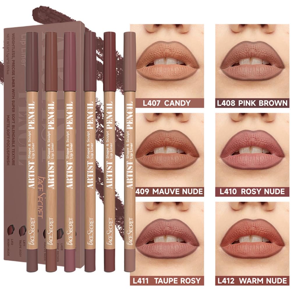 Beauty Glazed Nude Pink lip liner pencils stacked to show rich color range.