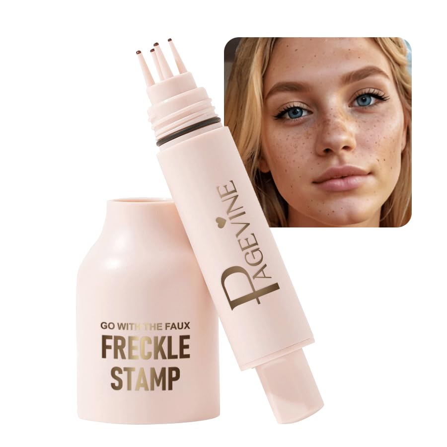 Beauty Glazed Upgrade Faux Freckle Stamp Pen activation close-up shows natural freckles.
