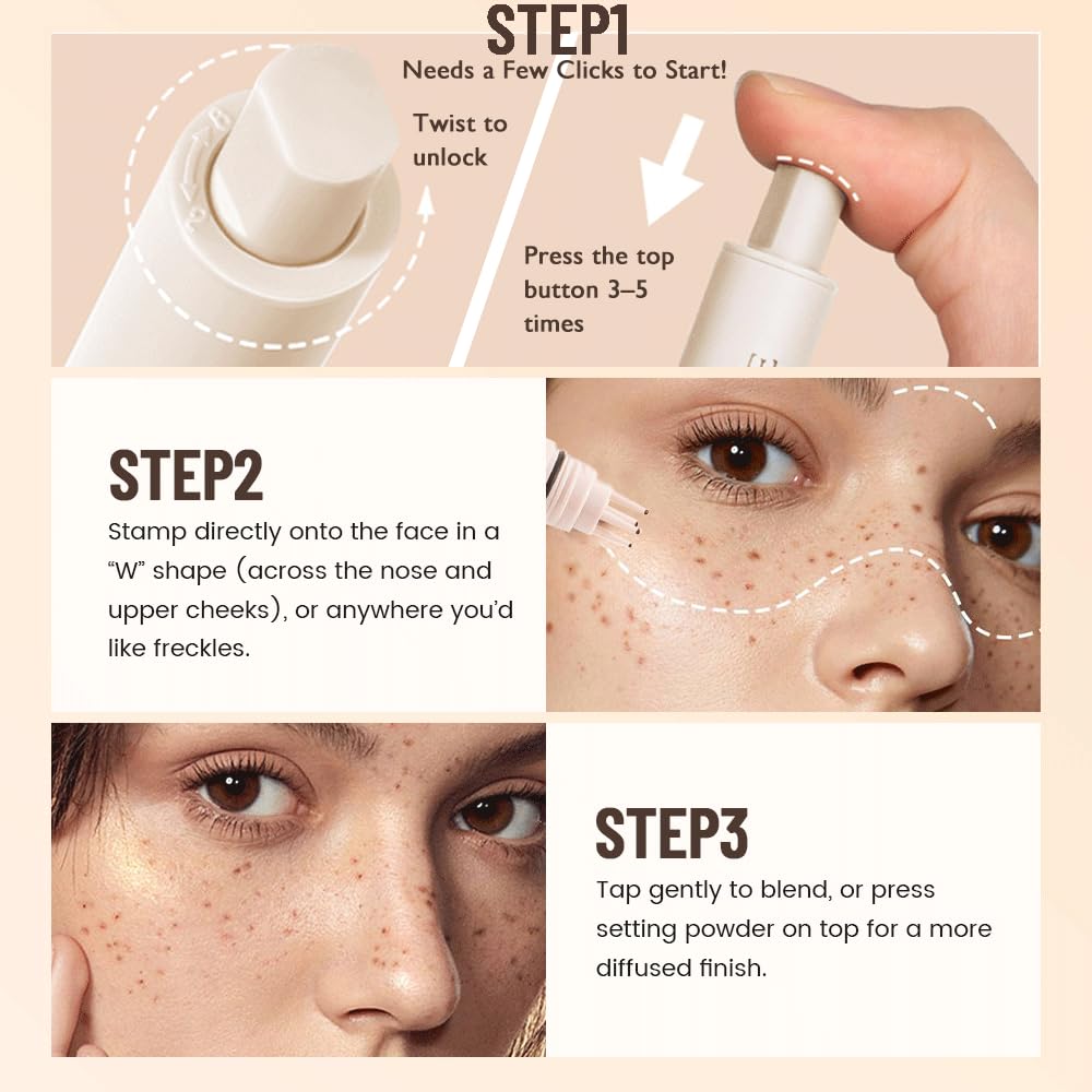 Beauty Glazed Upgrade Faux Freckle Stamp Pen waterproof finish in action.