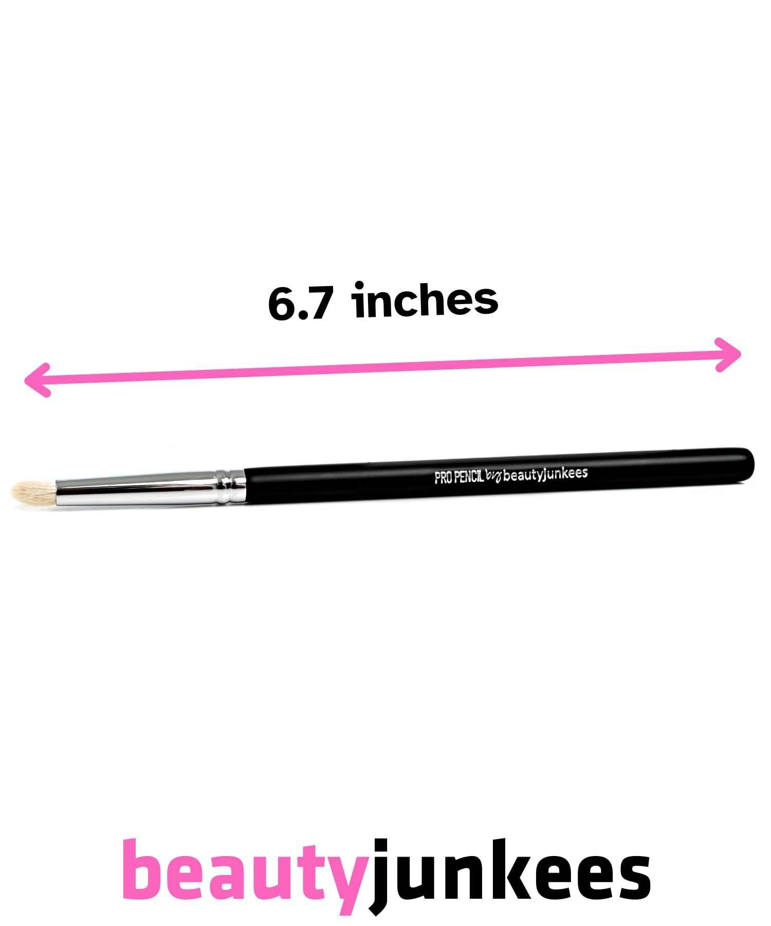 Beauty Junkees Pencil Brush with balanced wooden handle for comfortable control.