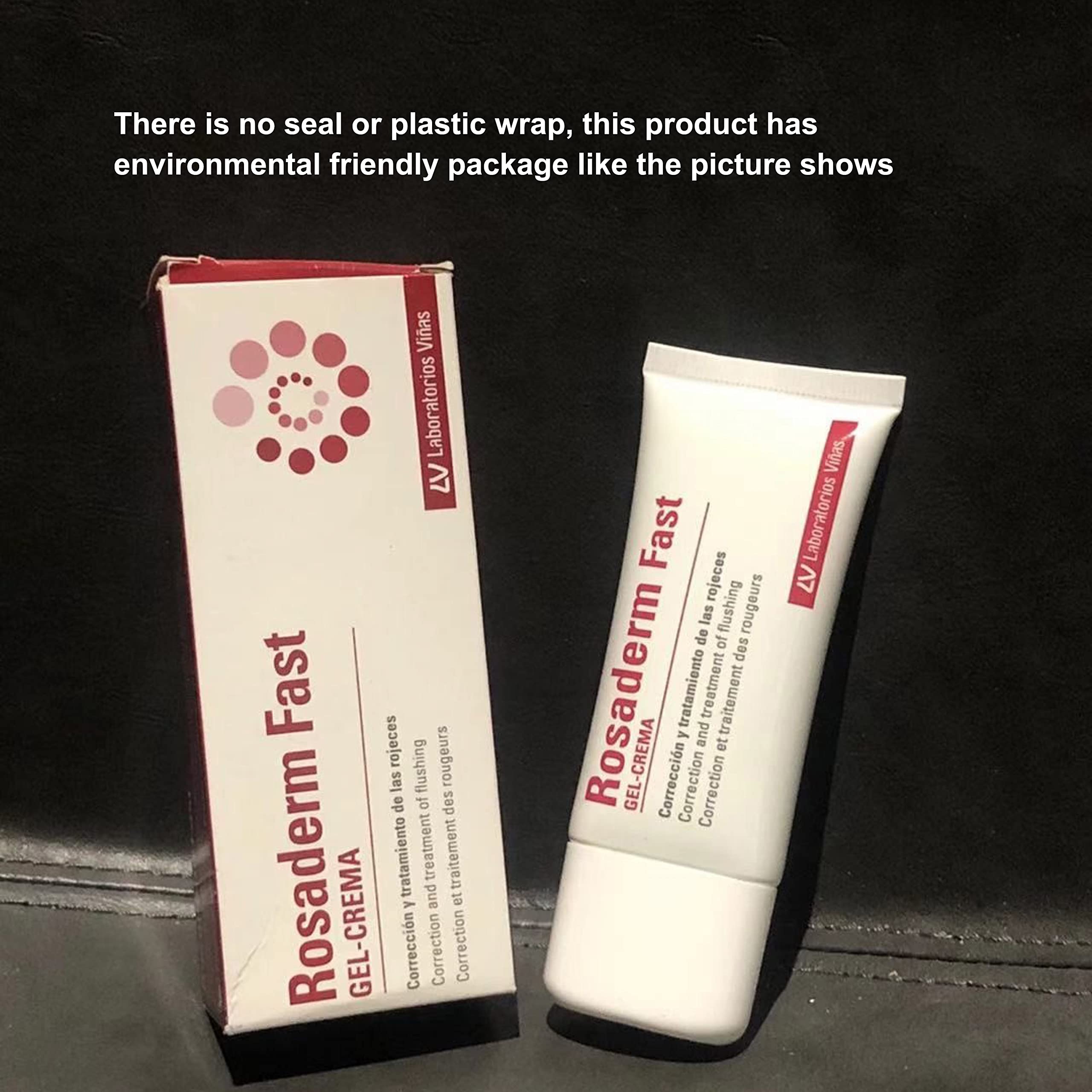 Beauty-Mall Rosaderm Fast Gel Cream application swirl demonstrating redness reduction on cheeks.