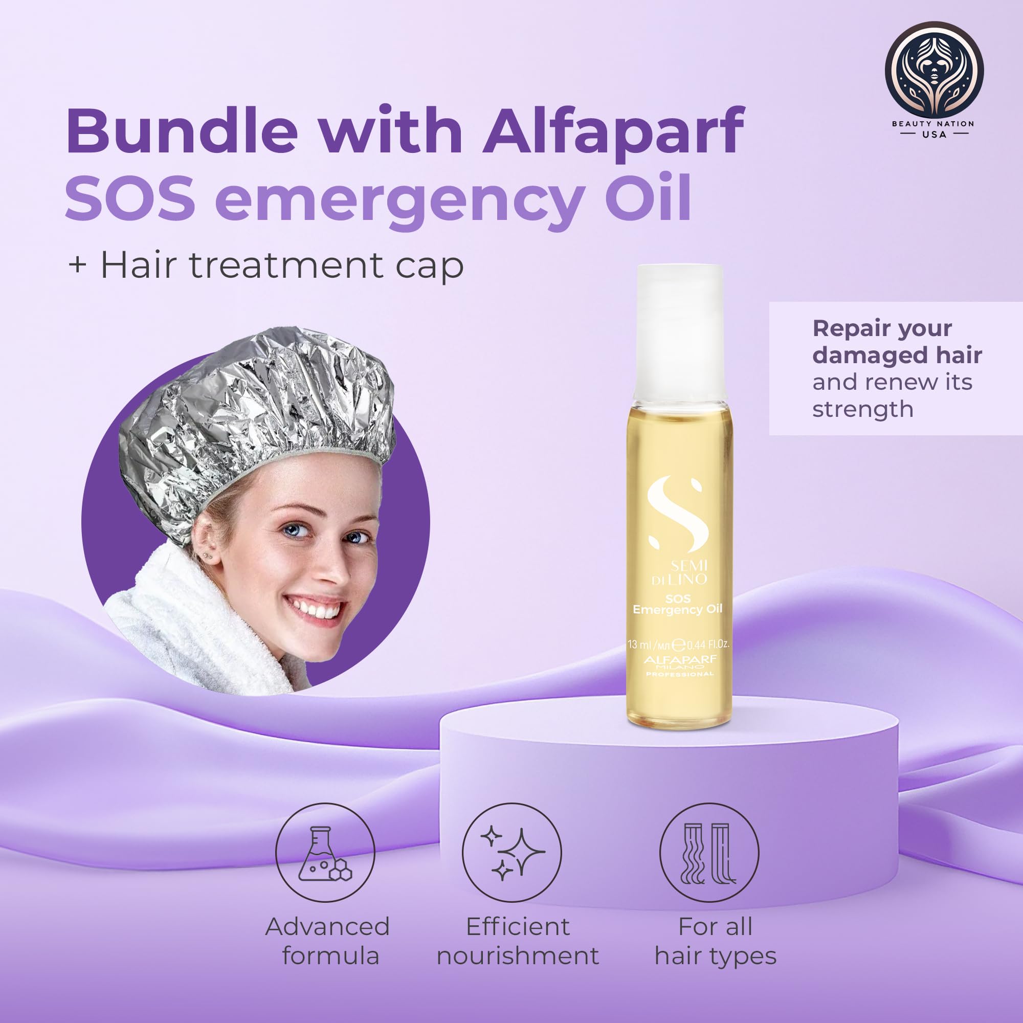 Application cap from Alfaparf SOS Reconstruction oil kit enabling even distribution.