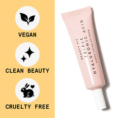 Illustration highlights Aquaxyl and caffeine in Beauty Pie eye serum