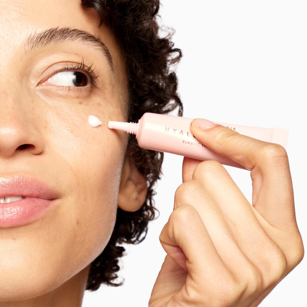 Fragrance-free Beauty Pie eye serum packaging on clean vanity