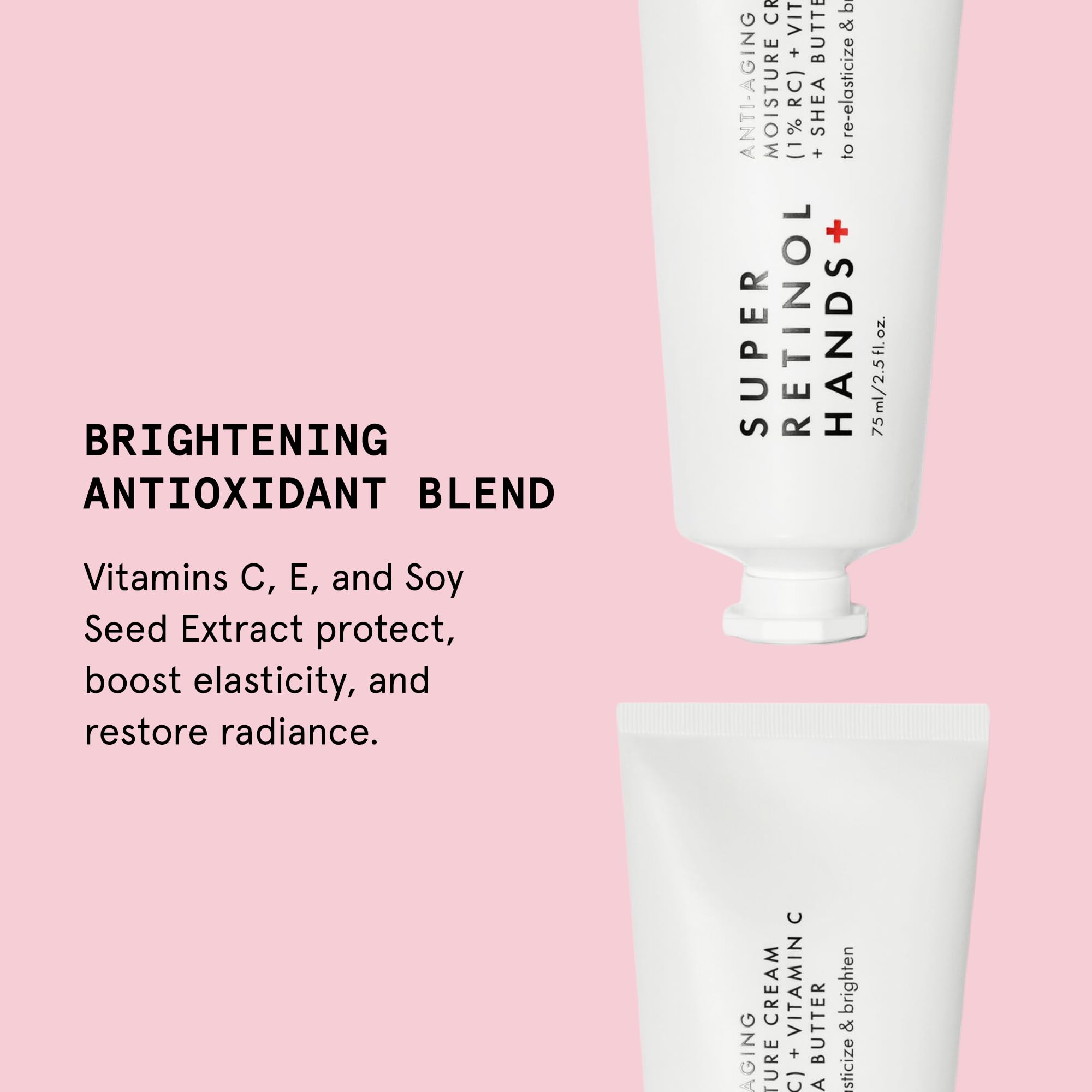 Beauty Pie Hand Cream tube highlighting shea butter and glycerin emollients