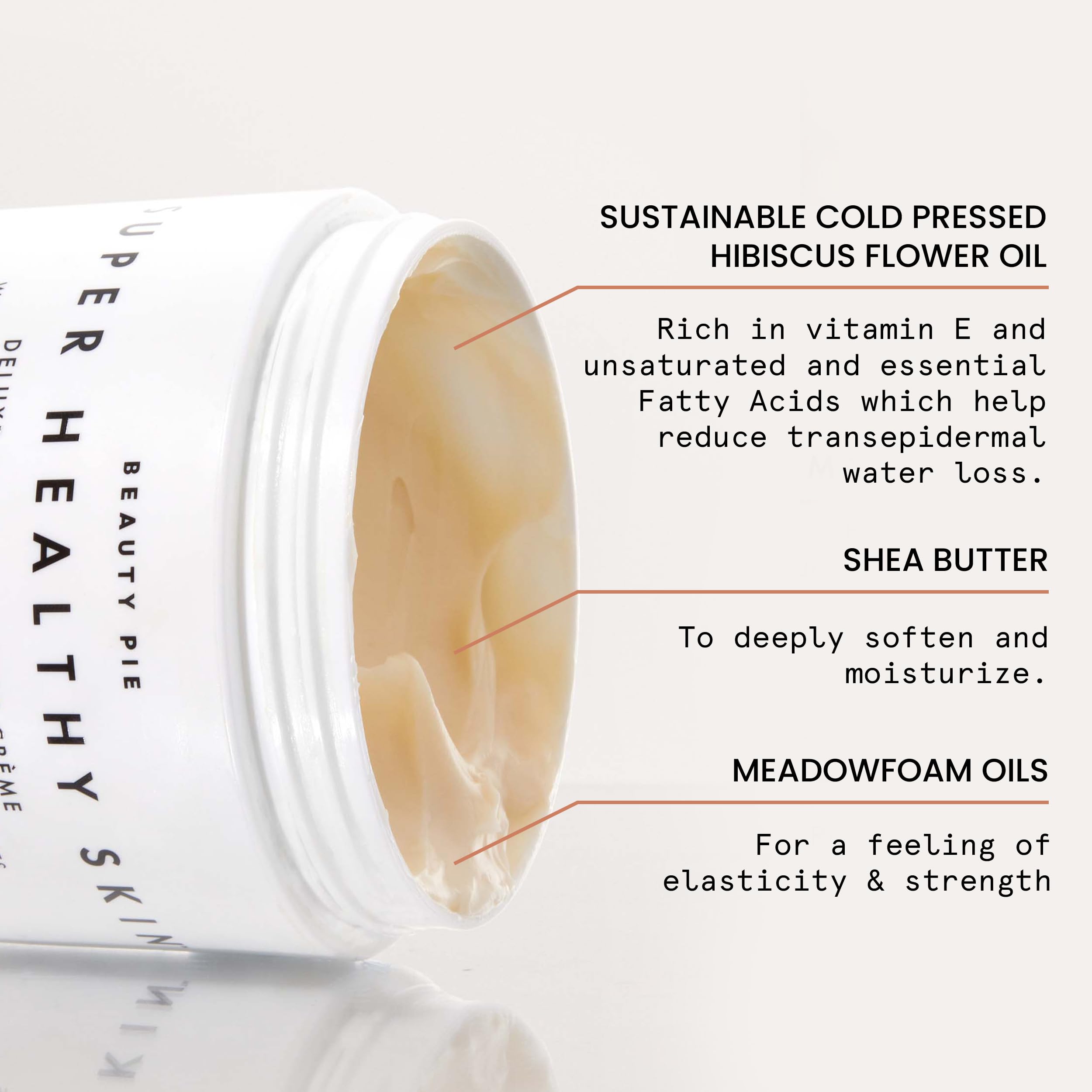 Beauty Pie Hibiscus Oil bottle highlights botanical ingredient for glow