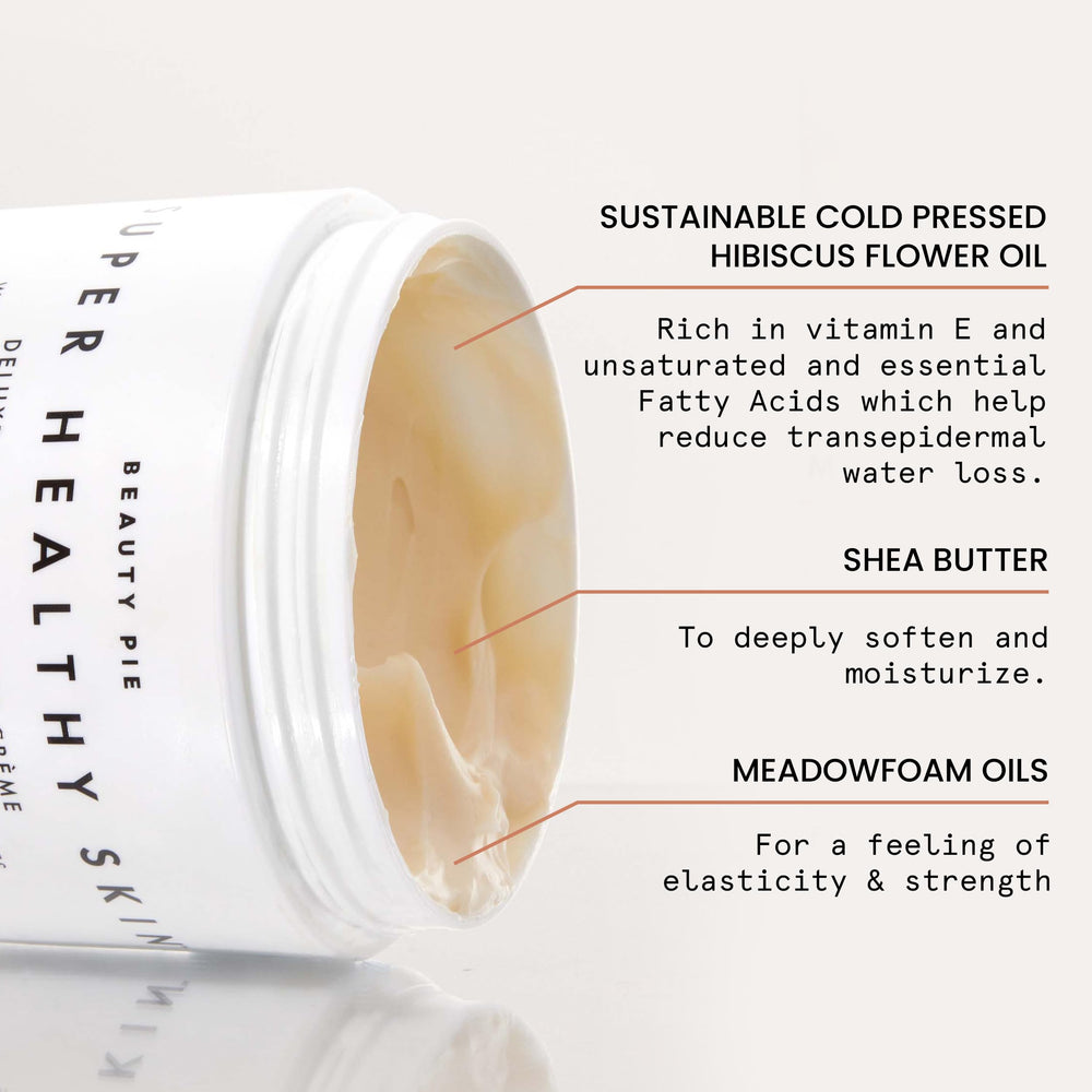 Beauty Pie Hibiscus Oil bottle highlights botanical ingredient for glow