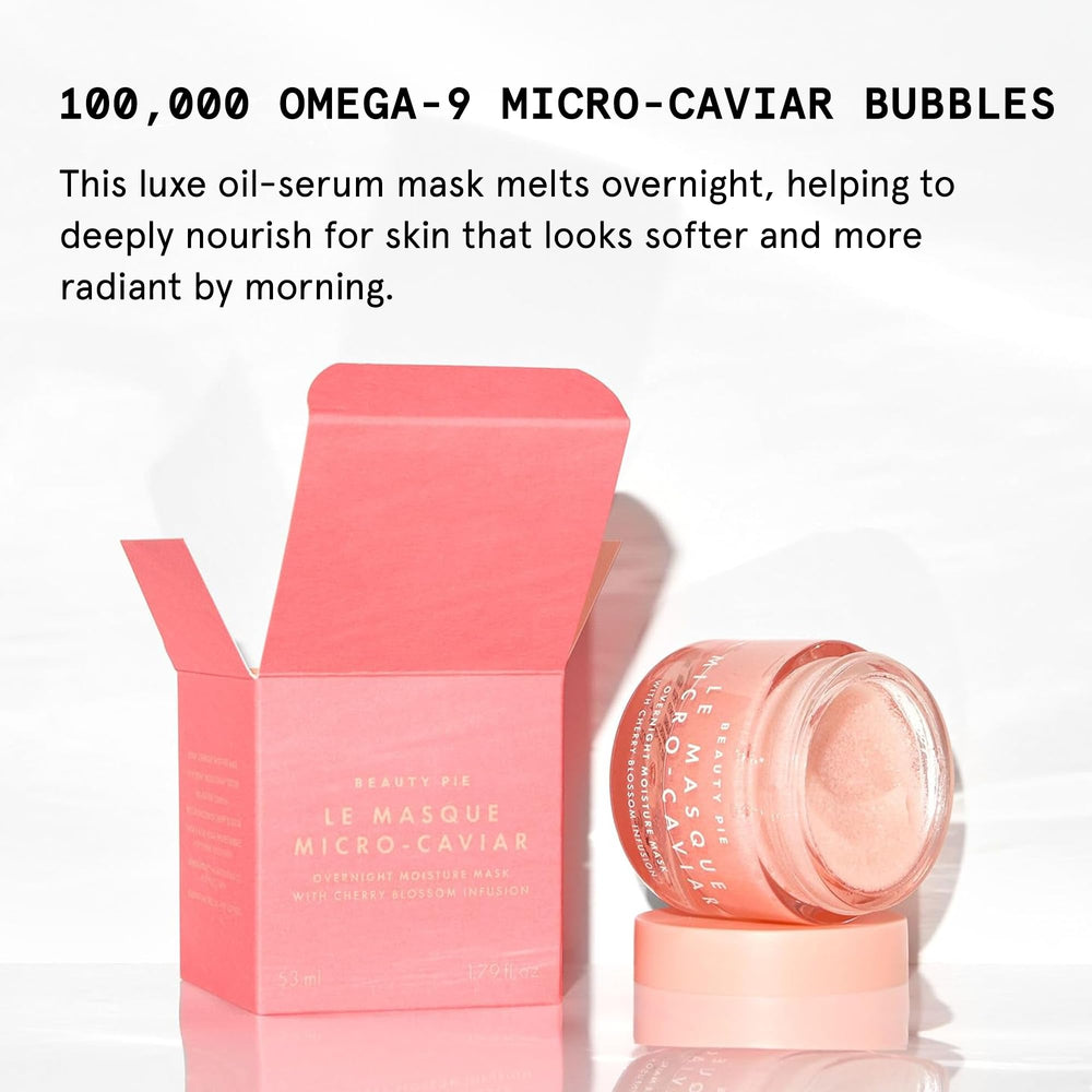 Beauty Pie Le Masque Micro-Caviar bubbles closeup highlights luxurious micro-bubble formula.