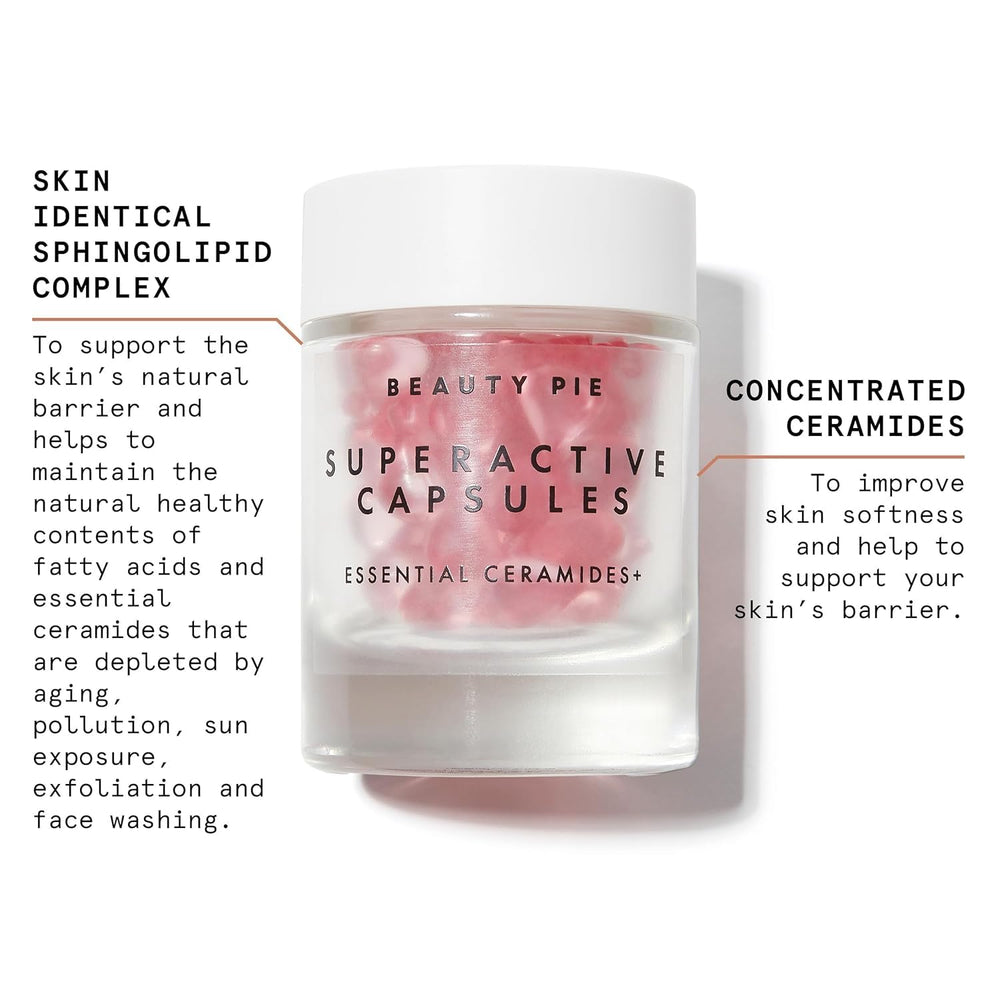 Beauty Pie Superactive sphingolipid complex graphic emphasizing skin barrier support and protection.