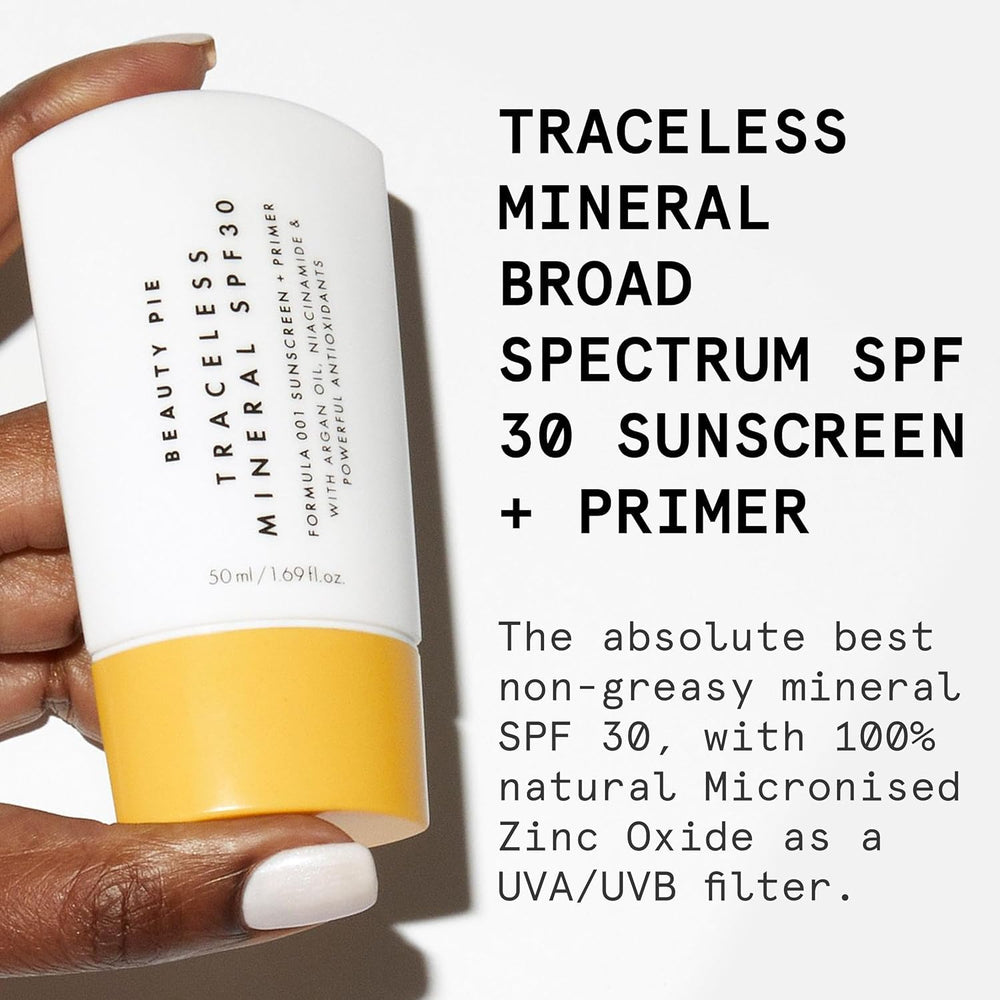 Beauty Pie Traceless texture closeup—weightless mineral formula feels light on skin.