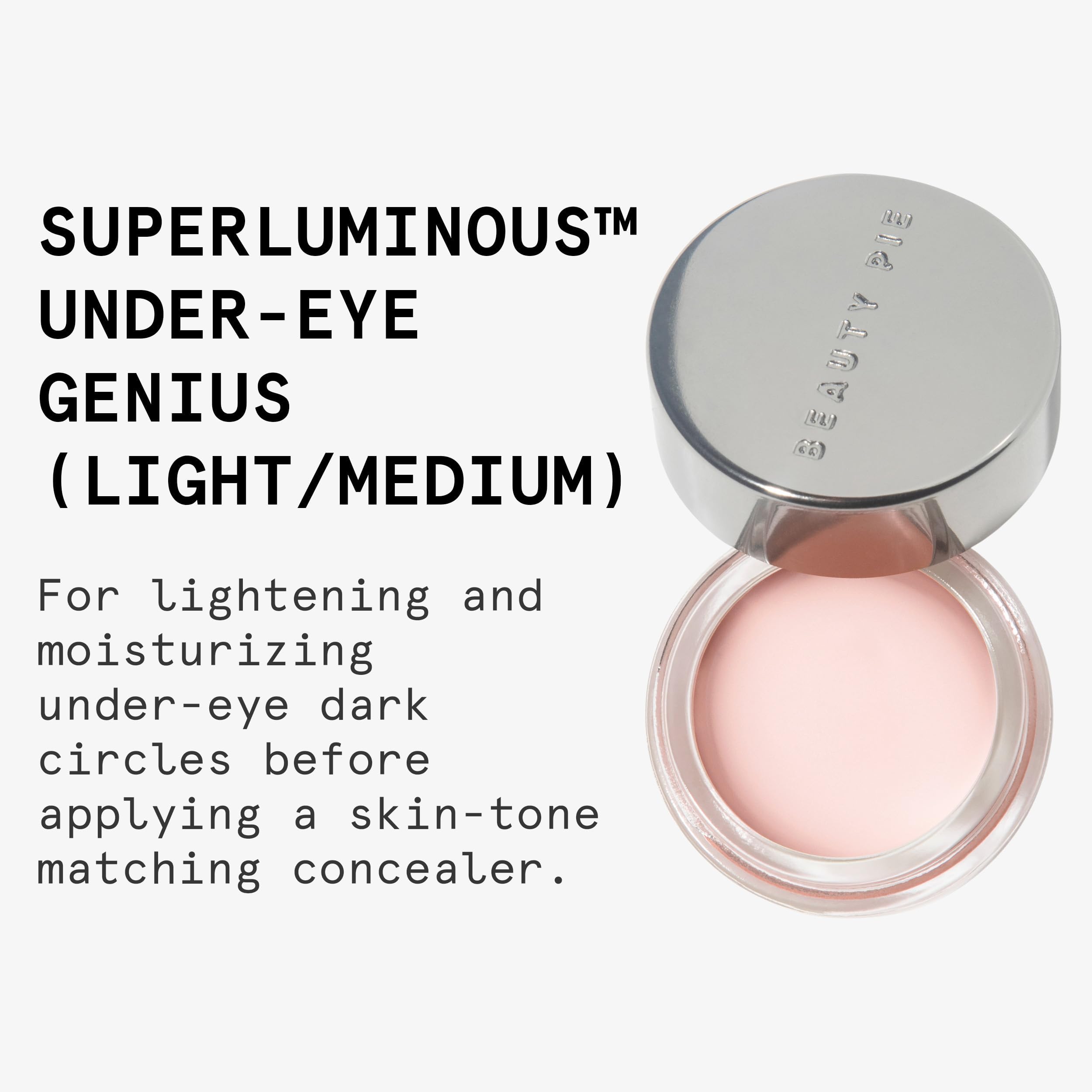 Beauty Pie under-eye brightening swatches showing peach-toned correction.