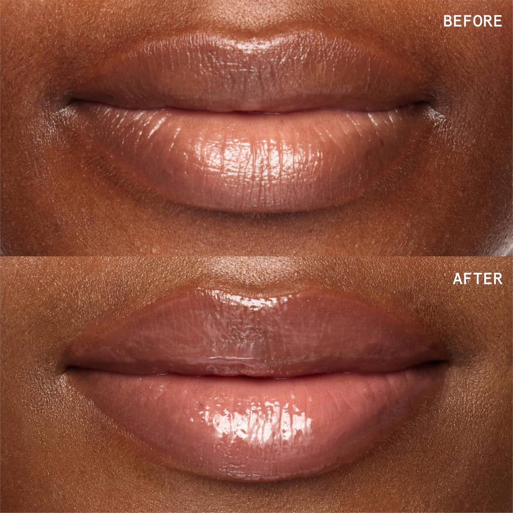 Tube close-up of Wondergloss lip oil showing balm-like finish.