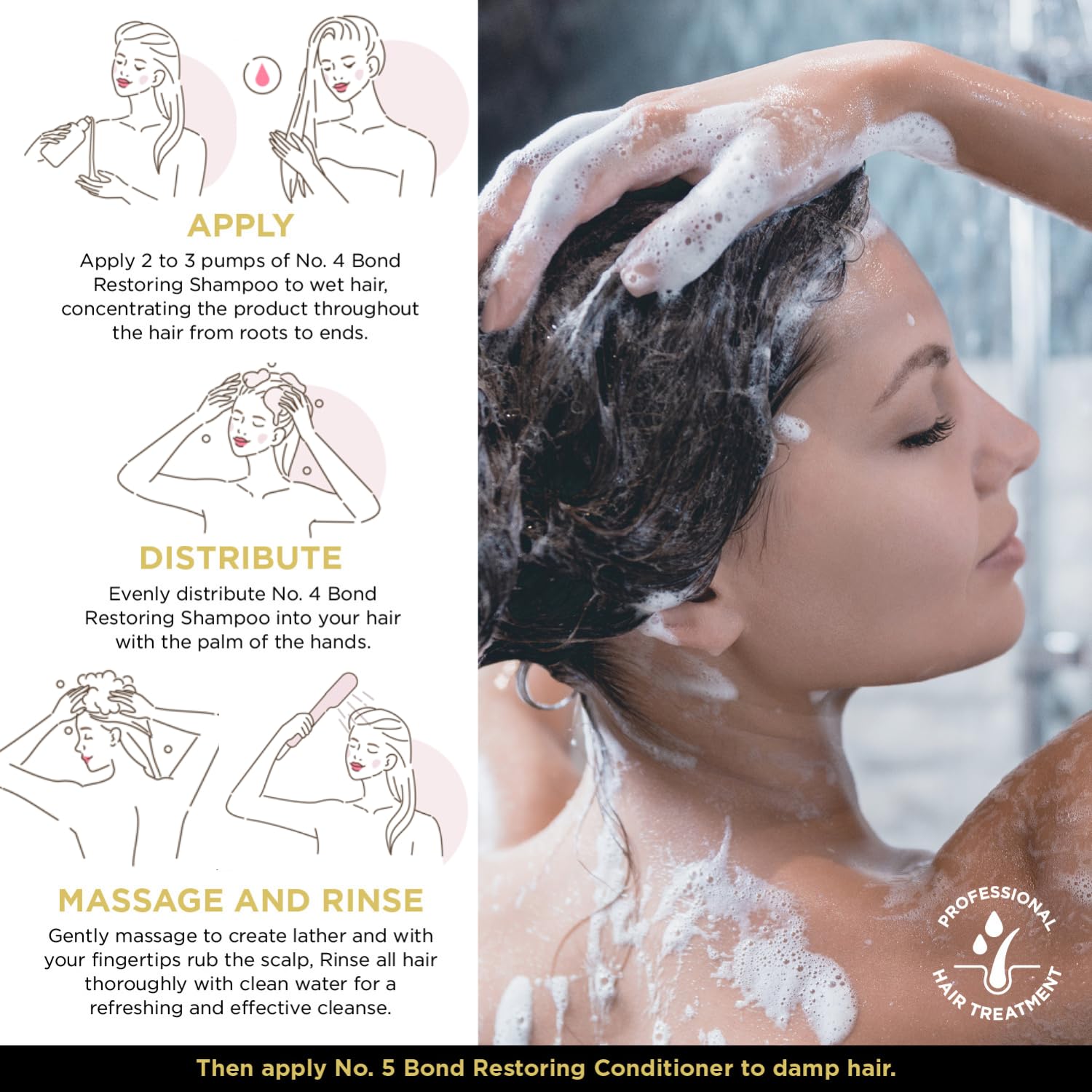 Beauty Plex No. 4 applied to color-treated hair for gentle cleansing