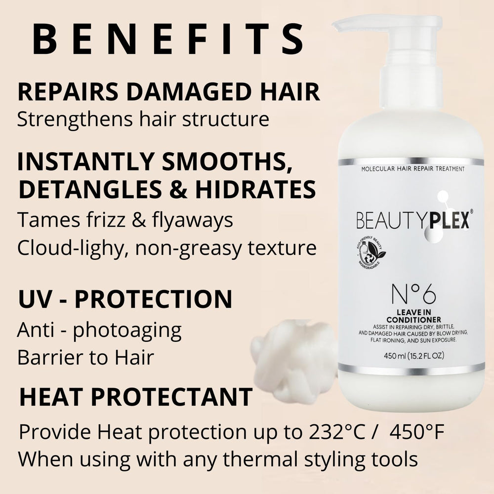 Beauty Plex No.6 bond repair technology reinforces hair strength from roots to tips