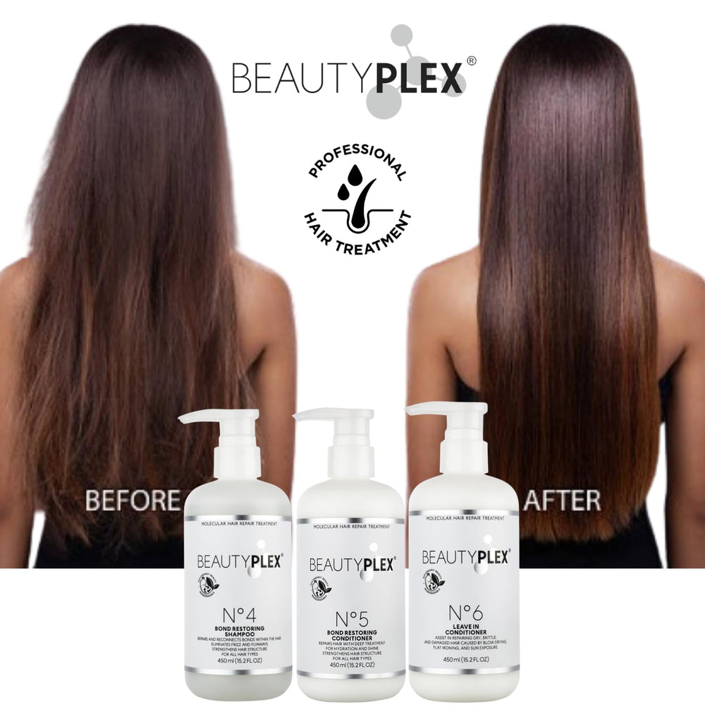Beauty Plex No.6 bottle with easy-pump applicator for even distribution and quick styling