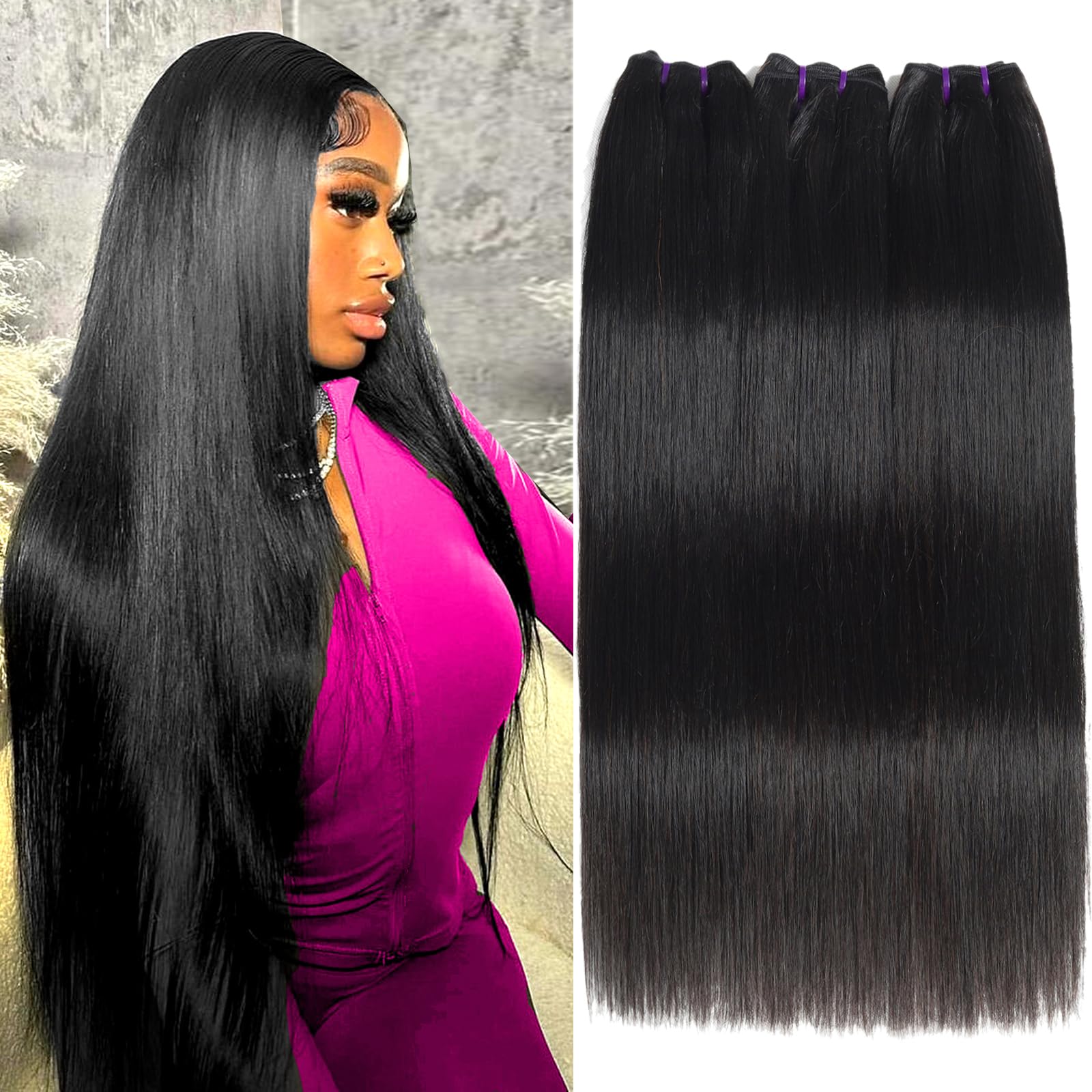 Beauty Queen Brazilian straight bundles 20inch showing natural texture for seamless blend
