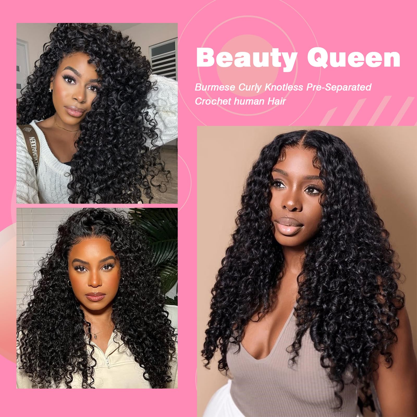 Beauty Queen Burmese curly crochet packaging in a stylish gift box enhances gifting and storage.
