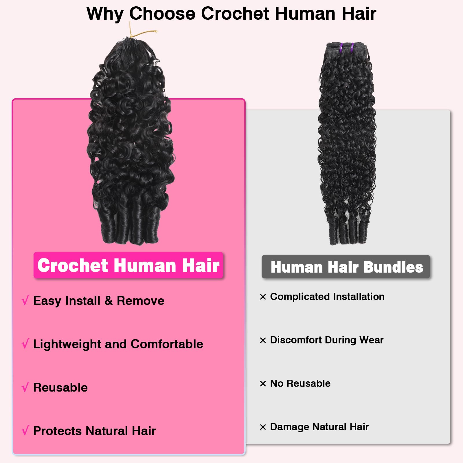 Beauty Queen easy-install pre-looped crochet hair for beginners