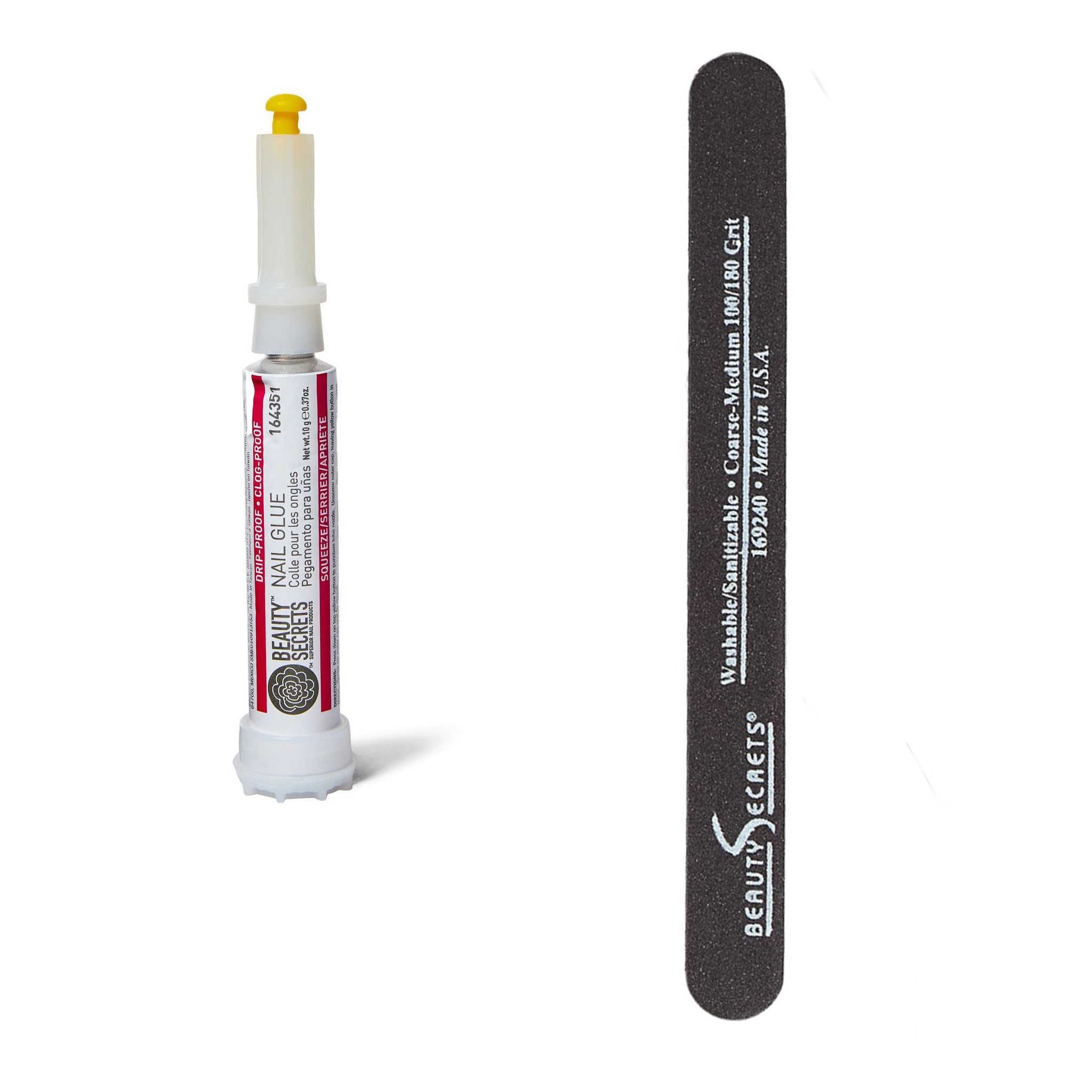 Beauty Secrets drip and clog-proof nail glue bottle ready for mess-free application.