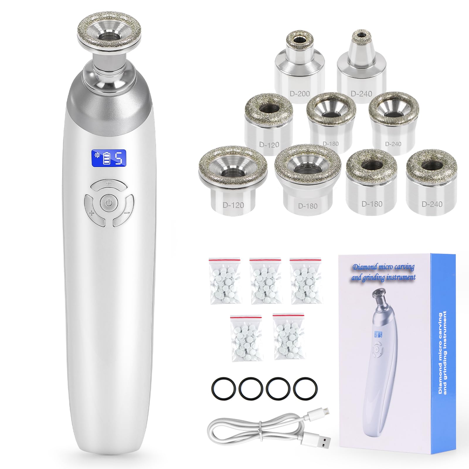 Beauty Star cordless diamond microdermabrasion handle for at-home exfoliation and glow.