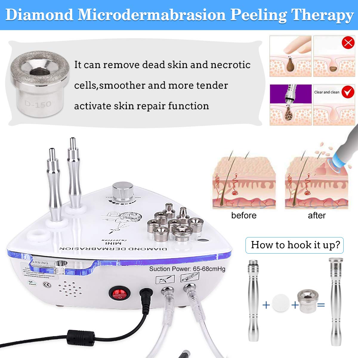 Beauty Star diamond heads set with nine shapes for customized skin exfoliation.