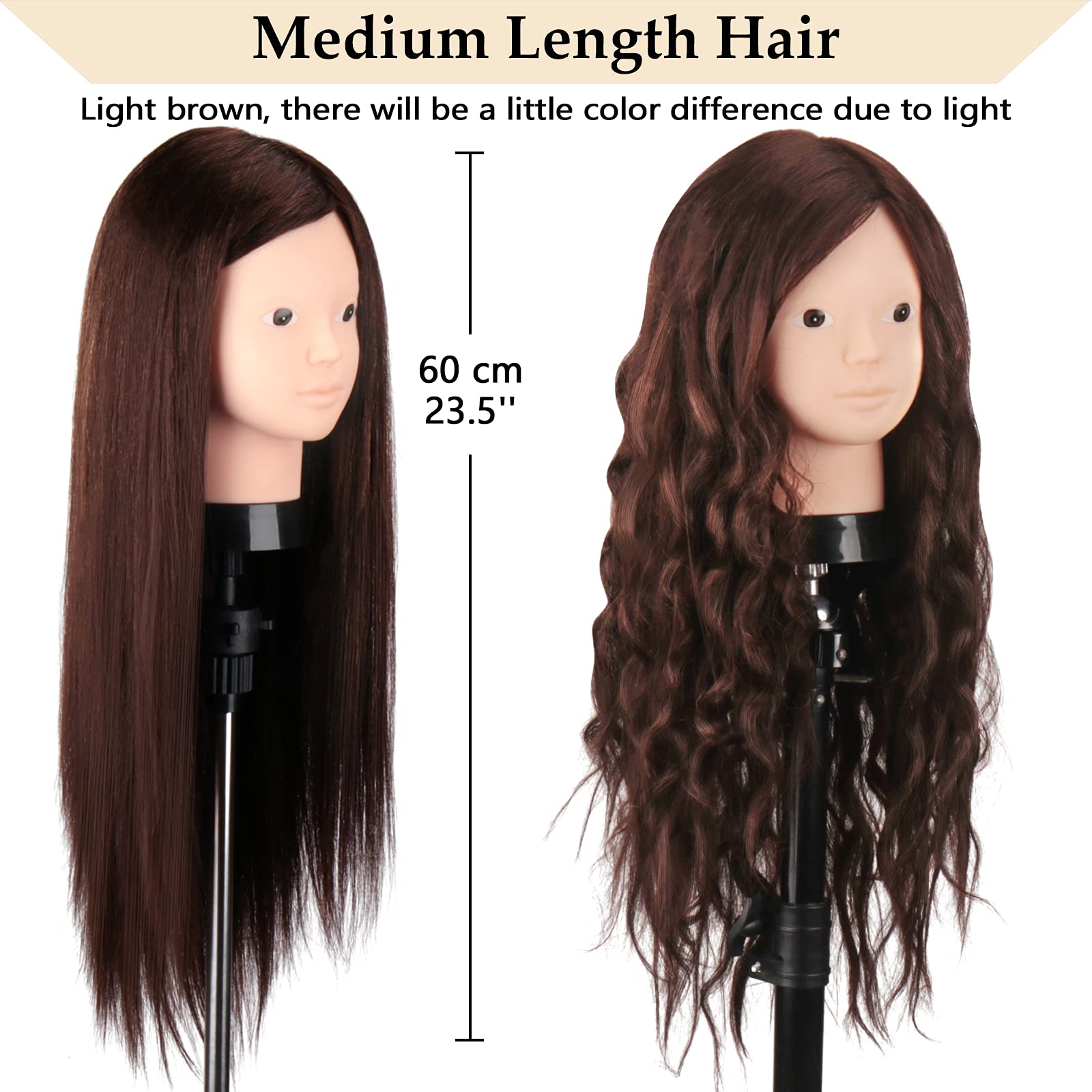 Beauty Star practice head for hair styling with real-feel hair.