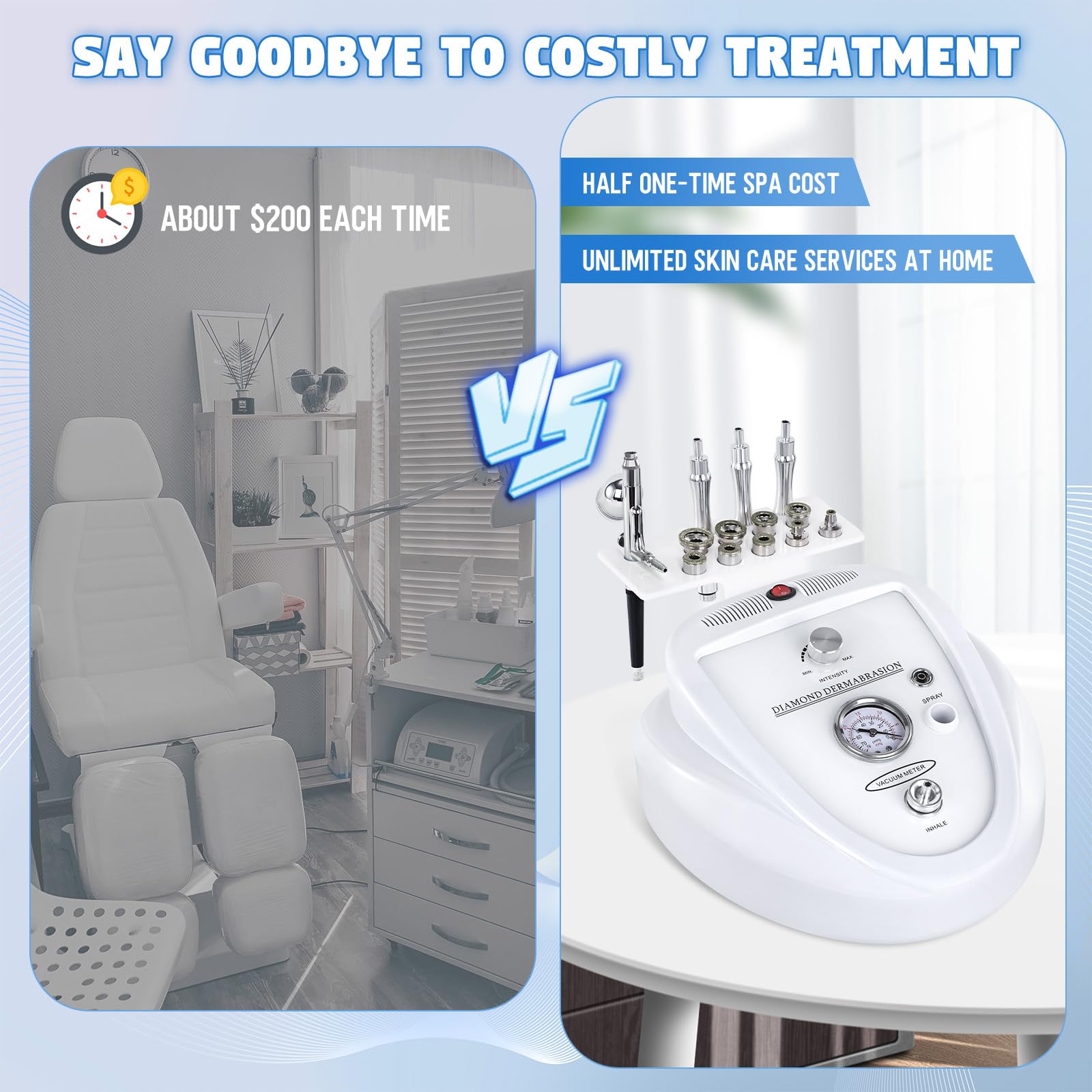 Adjustable suction on Beauty Star at 65-68 cmHg for personalized care