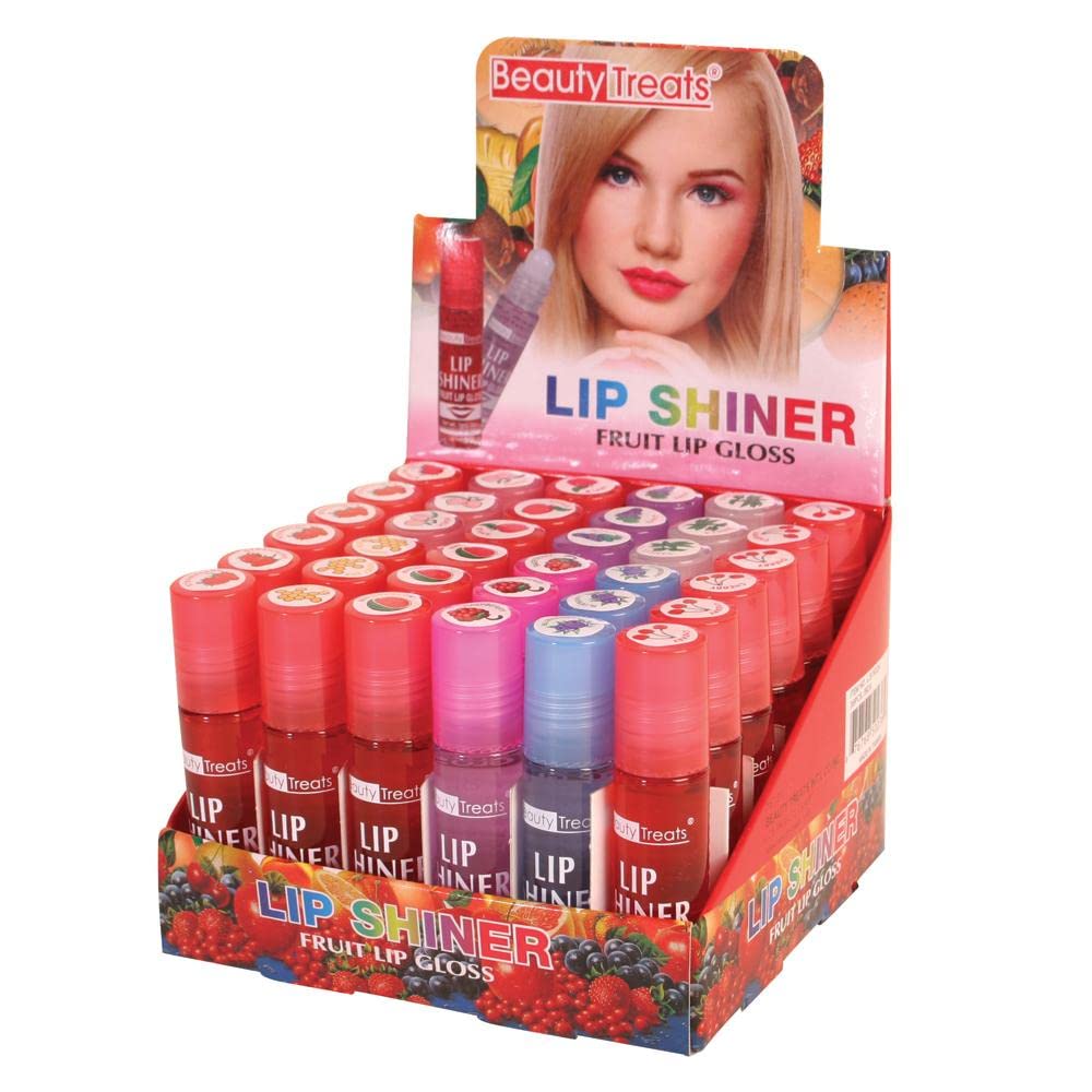 Beauty Treats Lip Shiner roll-on bottle with glossy fruit shine