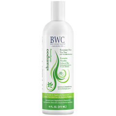 Beauty Without Cruelty rosemary mint tea tree shampoo bottle pours for daily cleansing
