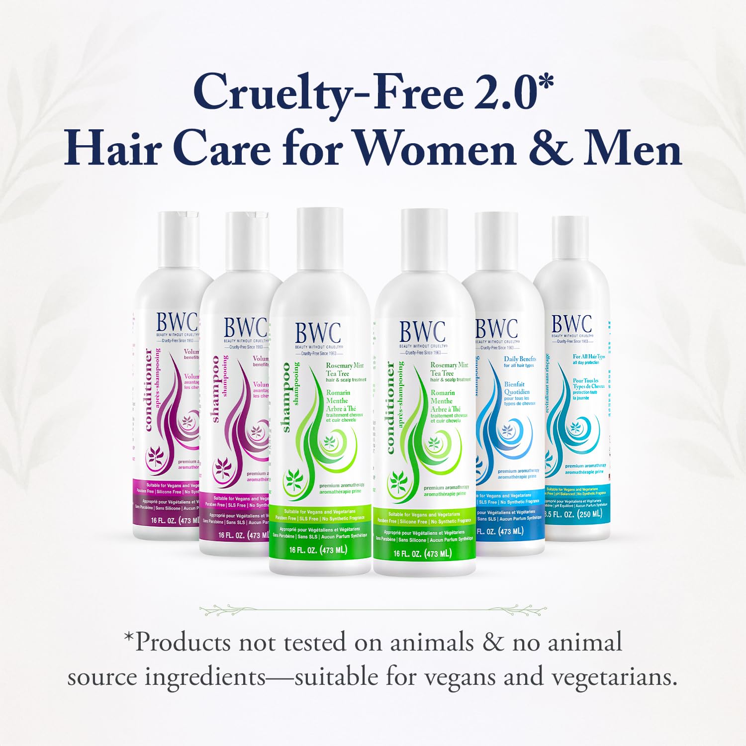 Beauty Without Cruelty rosemary mint tea tree shampoo shows natural shine after wash