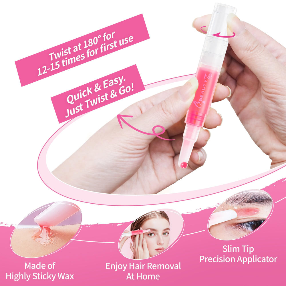 Beauty7 facial hair removal on upper lip, cheeks, and chin for smooth skin.