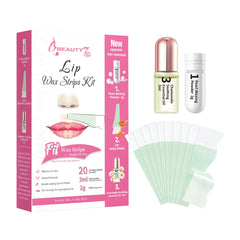 Beauty7 Lip Wax Strips packaging highlights fragrance-free, skin-friendly formula.