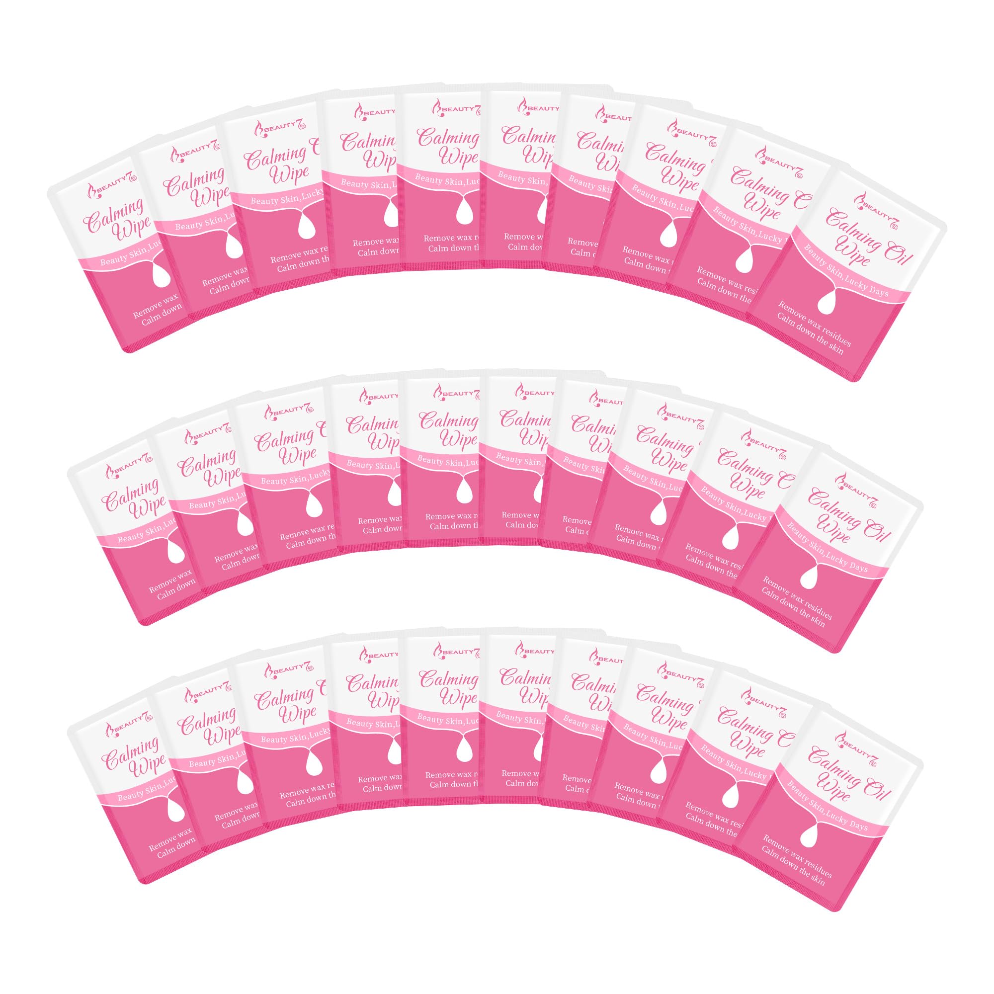 Beauty7 post wax calming oil wipes pack close-up for on the go use and redness reduction