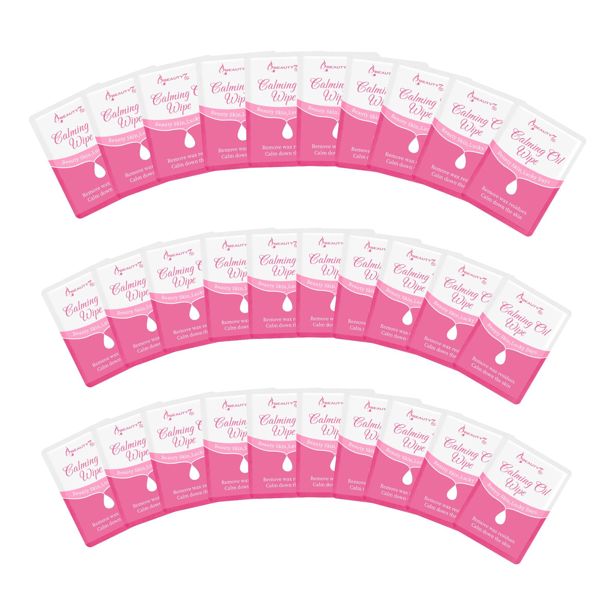 Beauty7 post wax calming oil wipes pack close-up for on the go use and redness reduction