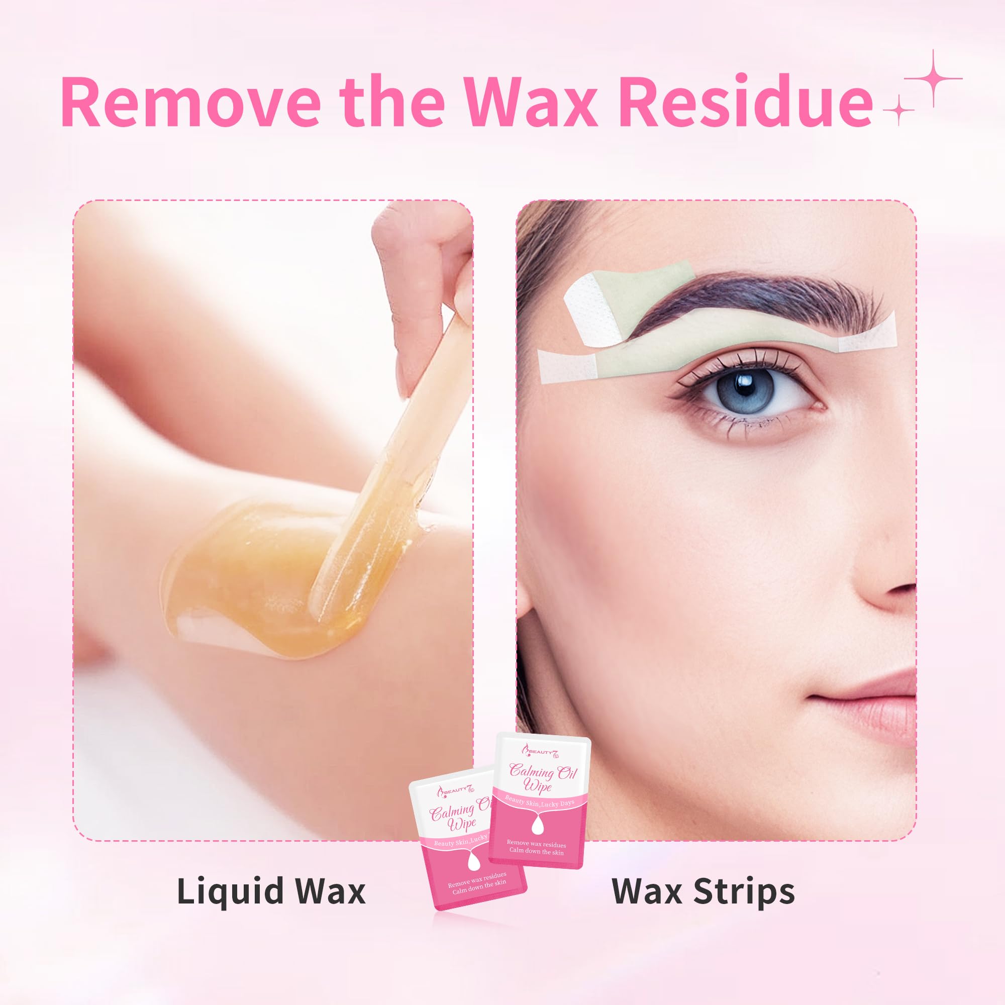 Beauty7 post-wax wipes texture close-up shows soft fabric for sensitive skin