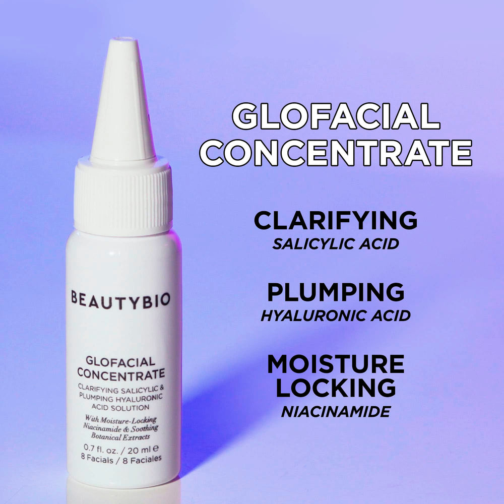 BeautyBio GLOfacial tool in action delivering cleansing and hydration