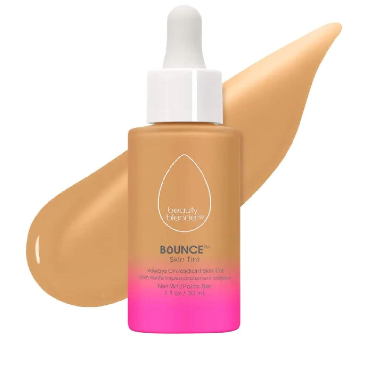 Beautyblender 12-hour tint bottle shows radiant, long-wear finish.