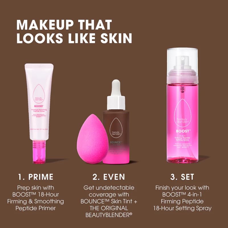 Beautyblender with hyaluronic acid and niacinamide ingredients close-up.