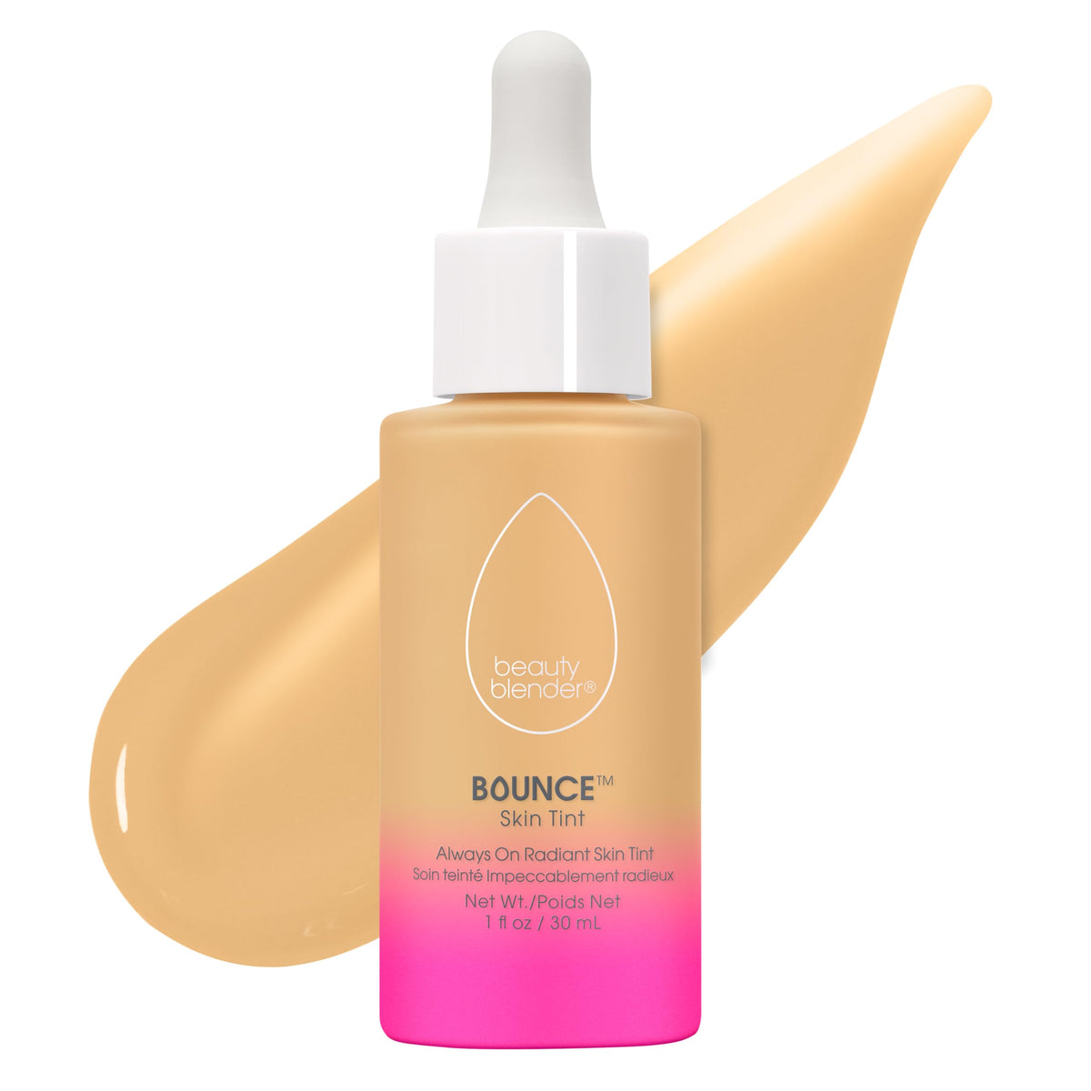 Beautyblender 12-Hour Tint bottle shows long-wear hydration and radiant finish.