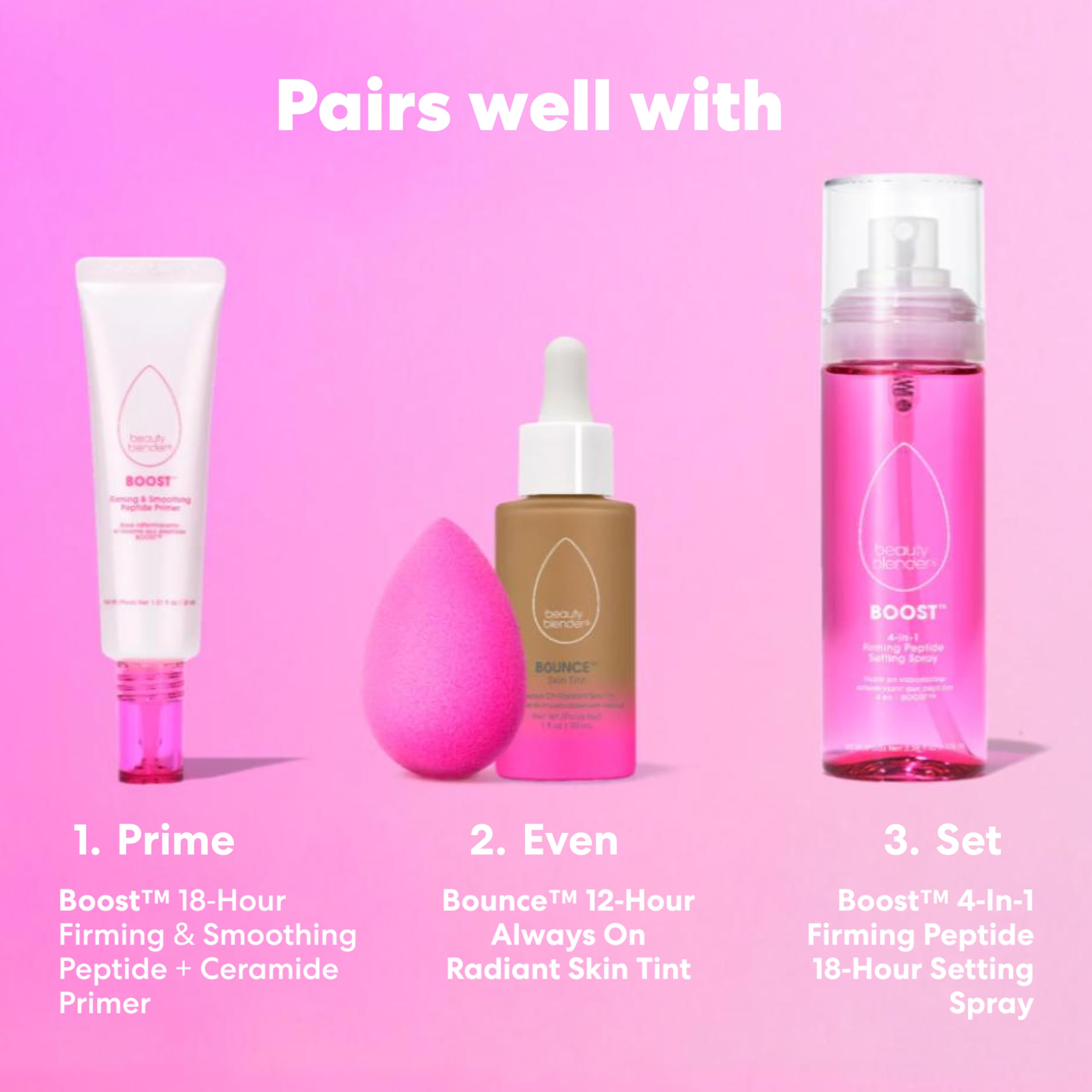Beautyblender Boost hydration matrix close-up emphasizing moisture-locking formula