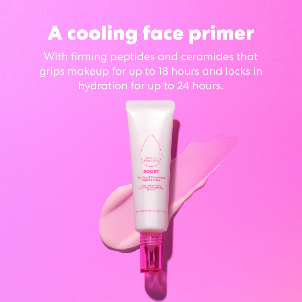 Beautyblender Boost primer on-hand demonstrates easy smoothing application